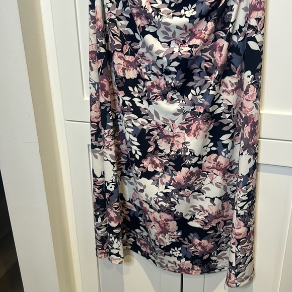 Connected Apparel Floral Faux Wrap Midi Dress Ruched Side Sleeveless Size 8 - Picture 10 of 16